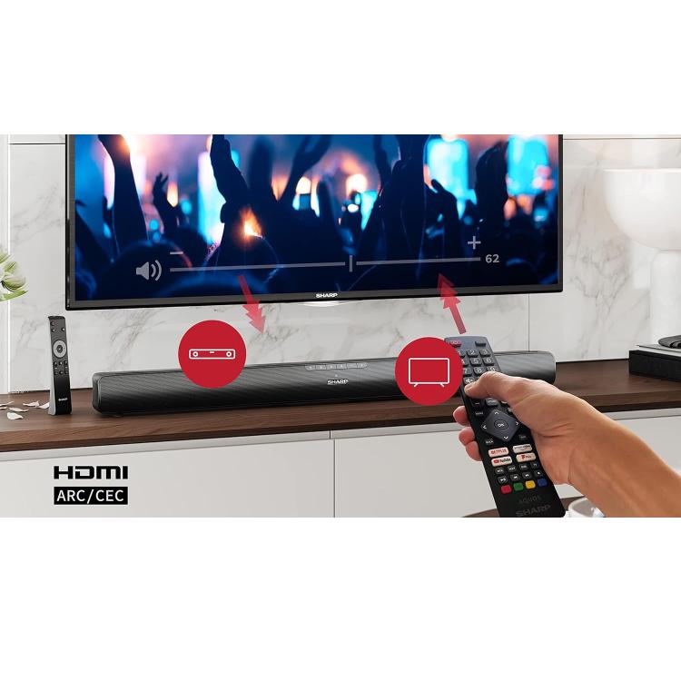 Sharp Ht-Sb100 Soundbar Wireless Bluetooth Hdmi Arc/Cec Usb 75W Telecomando Nero