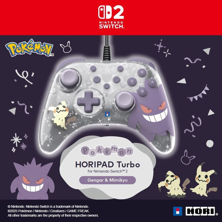 Hori Horipad Turbo Pokemon (Gengar & Mimikyu) Controller Nintendo Switch 2 - PC