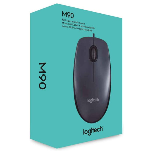Logitech M90 Mouse Usb Cablato 1000 Dpi Ambidestro Lavoro Pc/Mac/Laptop - Grigio