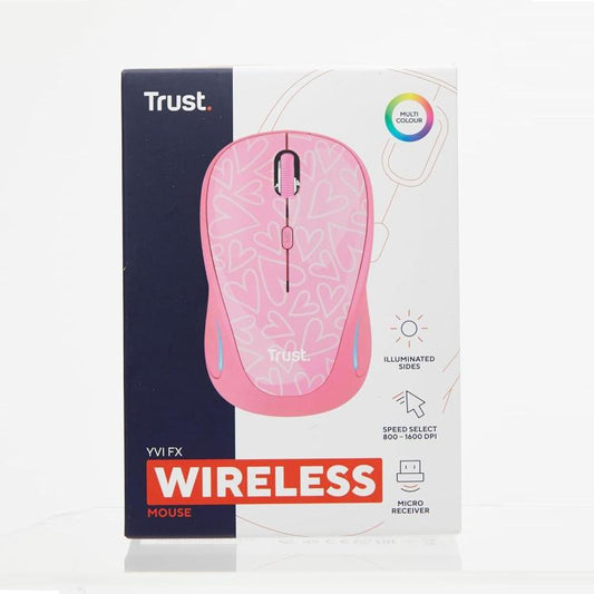 Trust Yvi Fx Rosa Wireless Mouse Illuminato Led Ambidestro Ottico Pc Mac 1600Dpi