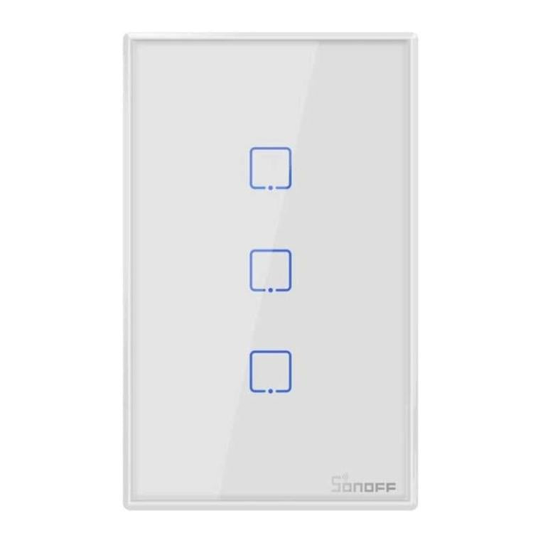 Sonoff Interruttore Smart Wifi 3 Canali Alexa Google In Vetro Scatola 503 Bianco