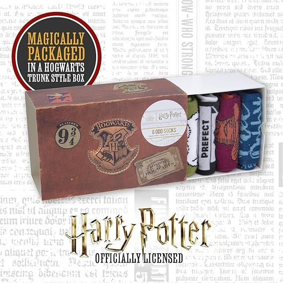 Paladone Harry Potter Calzini (6X Odd Socks) 3 Paia Calze 36-41 Unisex Gift Box