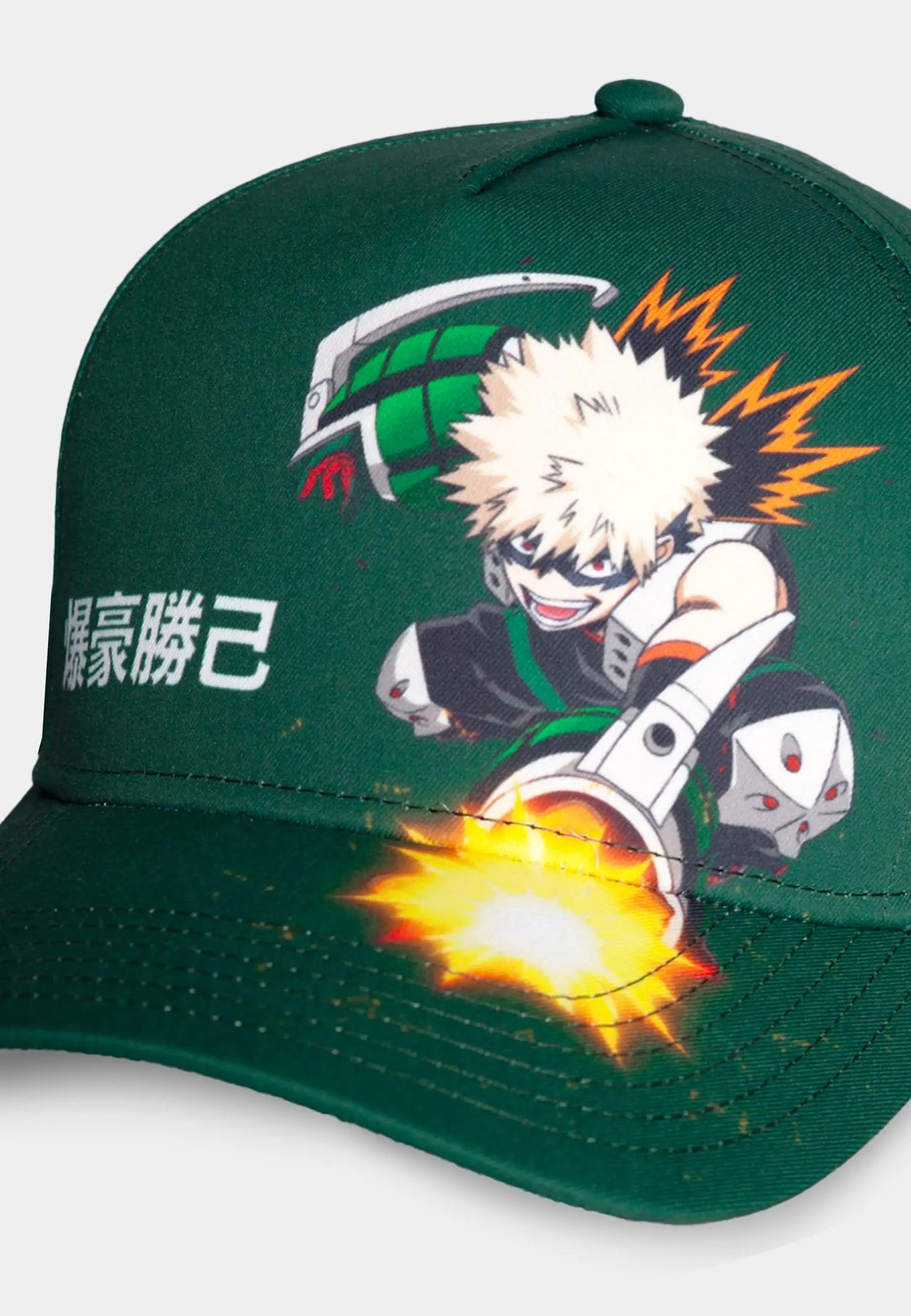Difuzed - My Hero Academia (Katsuki Bakugo) Logo Ufficiale Strapback/Snapback - Berretto Cappello con Visiera Curva Cappellino Stile Basket/Baseball Cap Verde