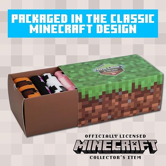 Paladone Minecraft Calzini (6X Odd Socks) 3Paia 36-41 Unisex Gift Box Confezione