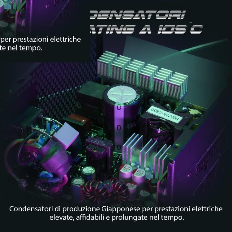 Spyco Typhoon Ps-851 Alimentatore Gaming 850W Modulare 80 Plus Gold Dc Cavi Flat
