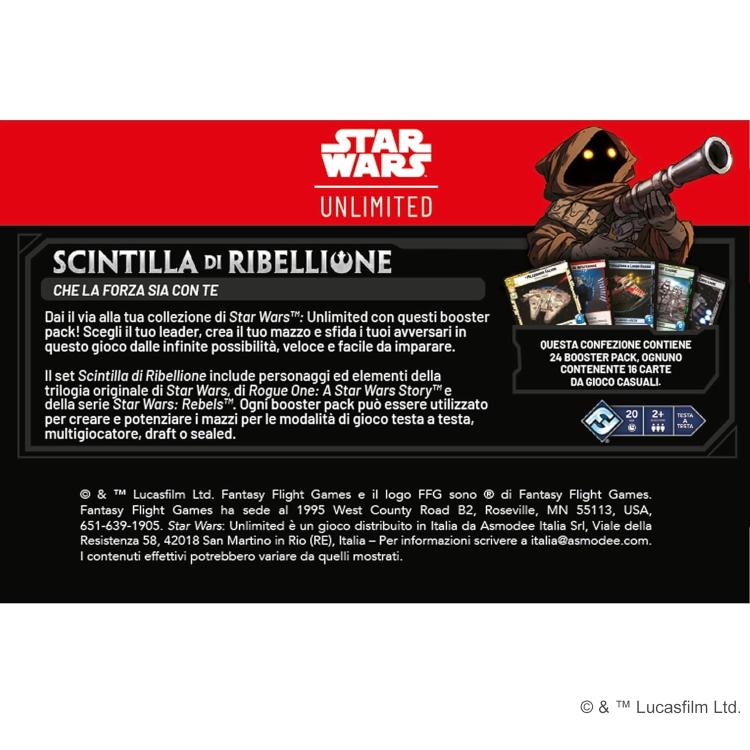 Star Wars Unlimited Scintilla Di Ribellione Display 24 Buste Booster Pack Tcg It