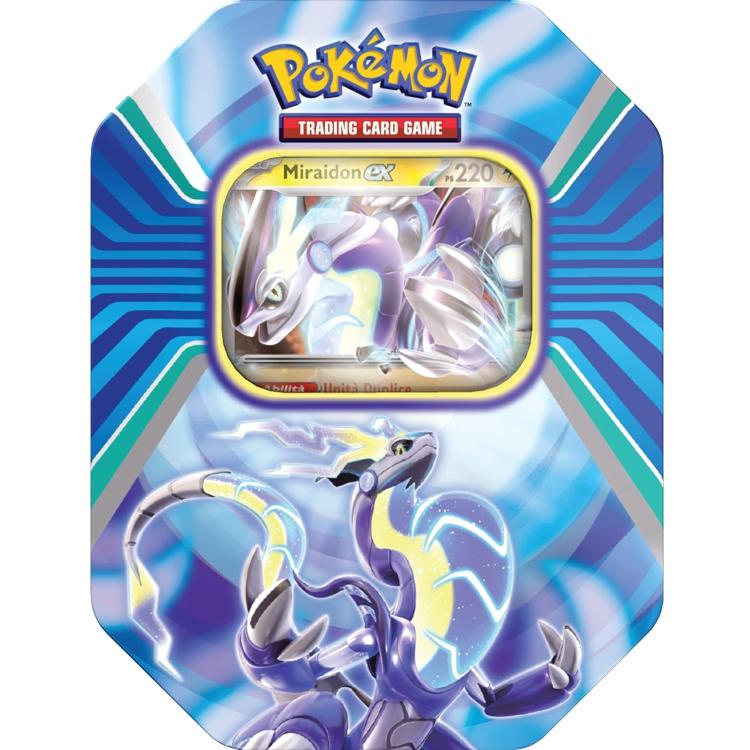 Pokemon Tin: Leggende Di Paldea (Miraidon) Box Tcg Gioco Carte Trading Card Game