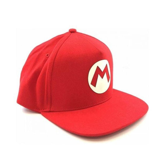 Nintendo - Super Mario (Mario) Badge Logo Ufficiale Strapback - Berretto Cappello con Visiera Dritta Stile Basketball Basket Cap Rosso
