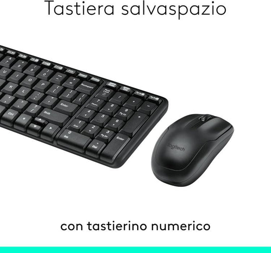 Logitech Mk220 Kit Tastiera E Mouse Wireless Computer Pc Layaout Italiano Qwerty
