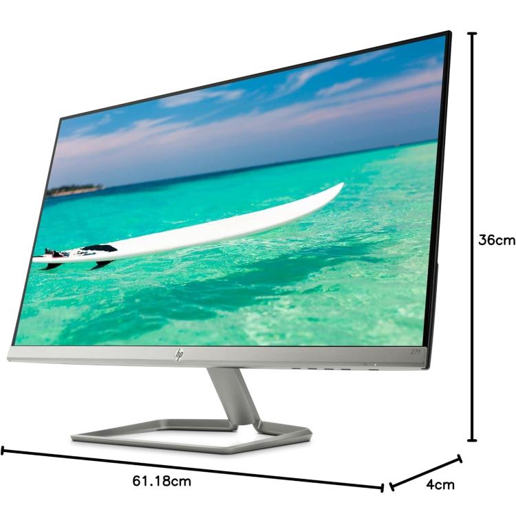 Hp Monitor Pc 27F Full Fhd Ips Led 27" Antiriflesso Amd Freesync Gaming Argento
