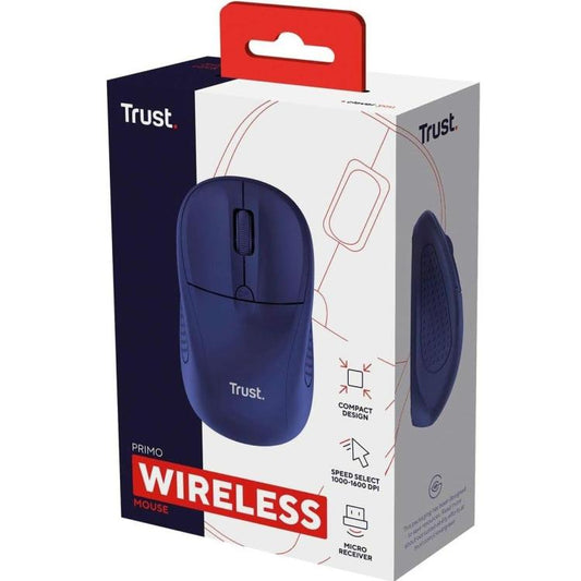 Trust Mouse Primo Wireless Compatto Ambidestro Ottico 1600 Dpi Dark Matt Blu