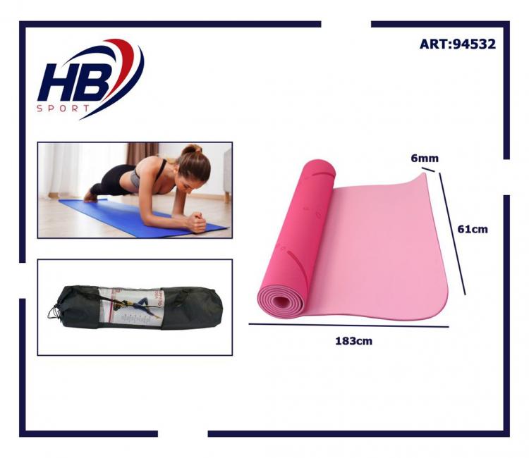 Tappetino Pilates Tappeto Yoga Materassino Fitness Gomma Tpe 6mm Bicolore Fucsia