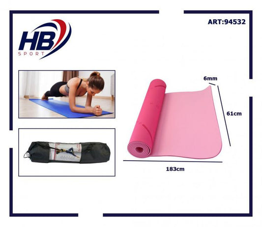 Tappetino Pilates Tappeto Yoga Materassino Fitness Gomma Tpe 6mm Bicolore Fucsia