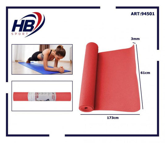 Tappetino Yoga Tappeto Aerobica Fitness Ginnastica Palestra Pilates 0.3Cm Rosso