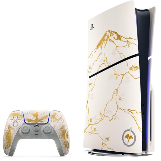 Sony Console PS5 Playstation 5 (Ghost of Yotei) Limited Edition - Slim 1TB Gold White