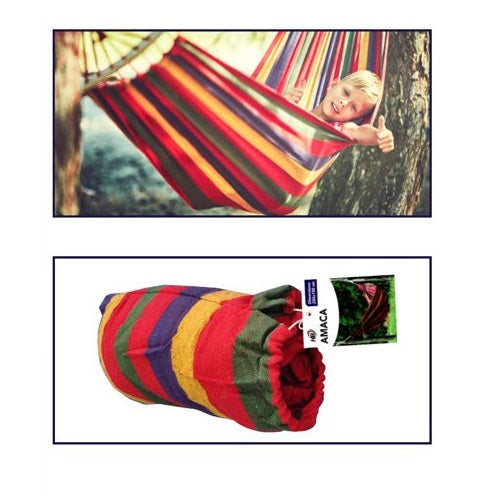 AMACA CLASSICA SINGOLA TESSUTO SACCA COTONE CORDA 200x150 GIARDINO CAMPEGGIO R