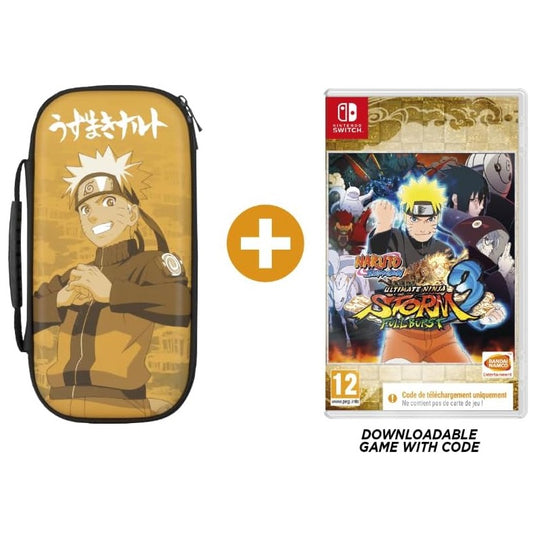 Naruto Shippuden UNS3 (BUNDLE) Videogioco Ultimate Ninja Storm 3 Full Burst Edition (Code in a Box) + Borsa Custodia per Nintendo Switch / Lite / OLED