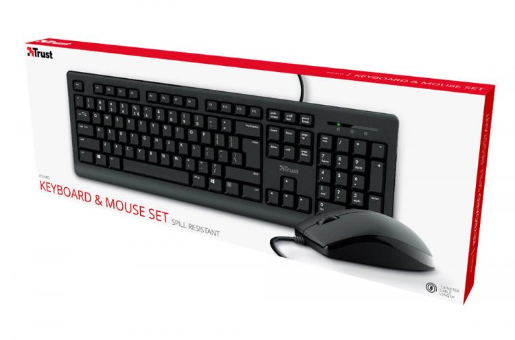 Trust Kit Tastiera Mouse Ottico Usb Trust Primo Set Keyboard Regolabile Nero