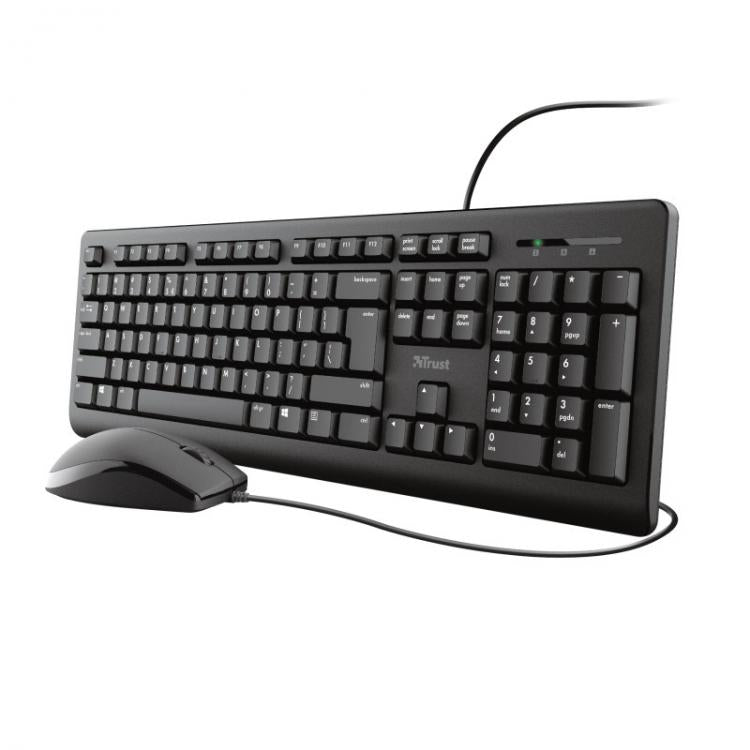 Trust Kit Tastiera Mouse Ottico Usb Trust Primo Set Keyboard Regolabile Nero