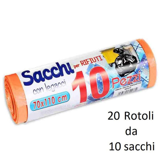 200 BUSTE SACCHI SACCHETTI RIFIUTI SPAZZATURA RACCOLTA DIFFERENZIATA 70X110cm AR