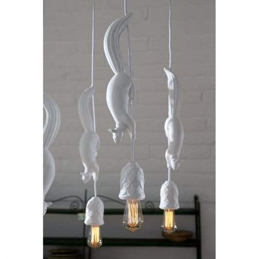 Lampadario Scoiattolo Sospeso Bianco Led E27 Portalampada Moderno Camera Salotto