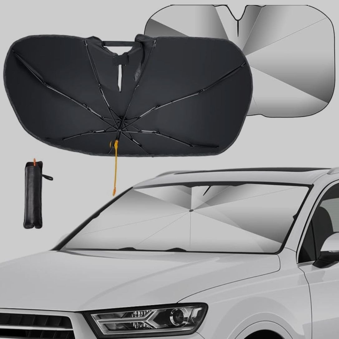 Parasole Per Auto Parabrezza Anteriore Ad Ombrello Portatile Pieghevole 140X78Cm