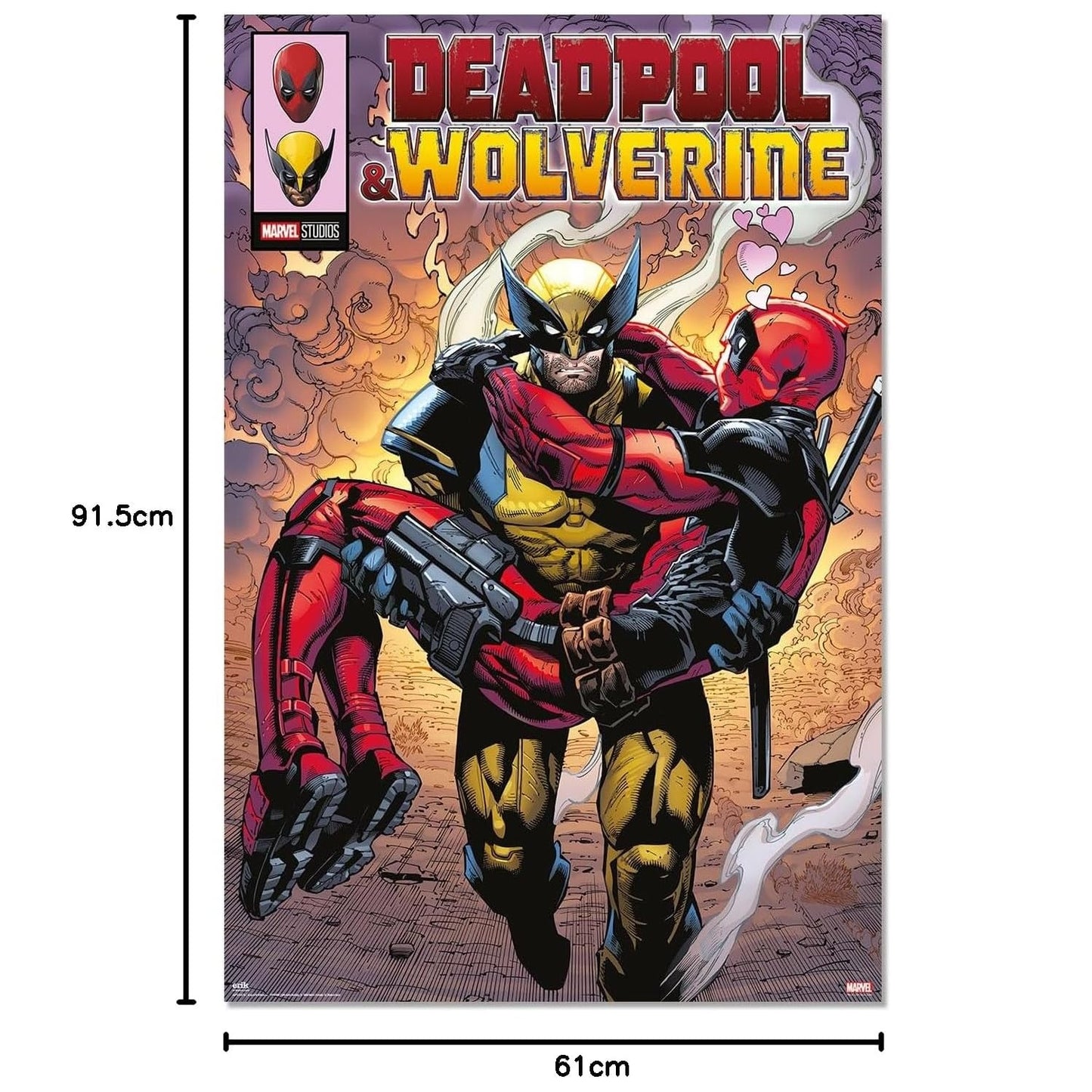 Maxi Poster Marvel (Deadpool e Wolverine 1) a Parete per Cameretta Nerd, Ragazzi, Regalo, Licenza Ufficiale, Incorniciabile 91 x 61 cm