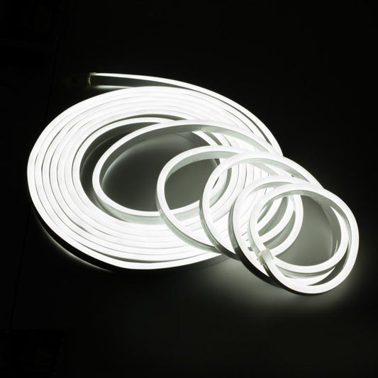 Kit 5M Striscia Strip Flex Led Bobina Neon Flessibile Tubo Esterno Bianco Freddo