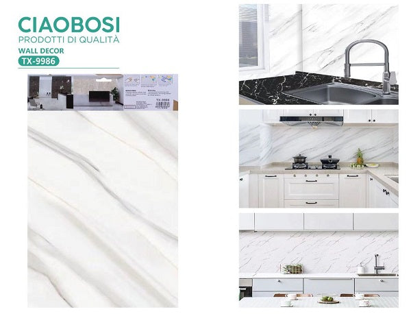 ADESIVO CARTA DA PARATO 3D EFFETTO MARMO NUVOLA PANNELLO SPUGNA 30X60CM |TX-9986