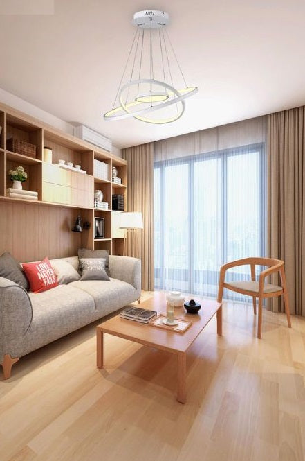 Lampadario Cerchi Soffitto Led A Sospensione Regolabile 48W 3000K/Bianco Caldo