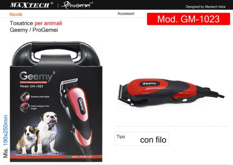 Geemy | Rasoio Tosatore Tosatrice Per Cani Gatti Animali Con Accessori | Gm-1023