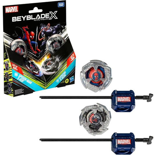 Hasbro - Beyblade X Marvel Confezione 2 Trottole Spider-Man 3-60F Vs Venom 3-80N
