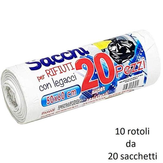 200 BUSTE SACCHI SACCHETTI RIFIUTI SPAZZATURA RACCOLTA DIFFERENZIATA 50X60cm BIA