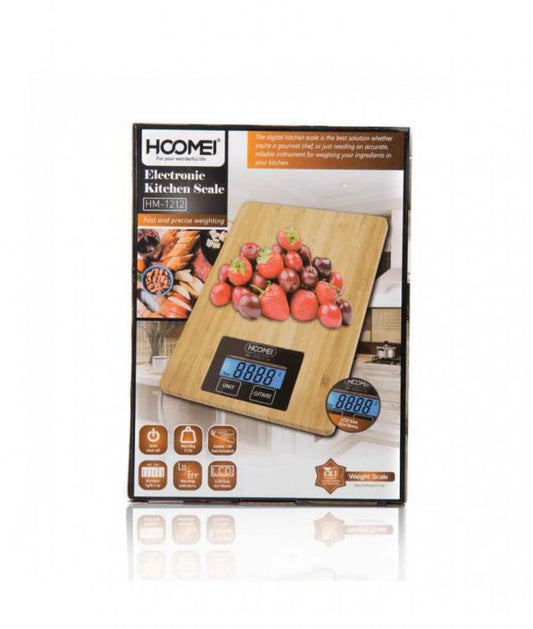 BILANCIA DIGITALE DA CUCINA LEGNO TAGLIERE BAMBÙ DA 1g A 5kg ELETTRONICA HM-1212