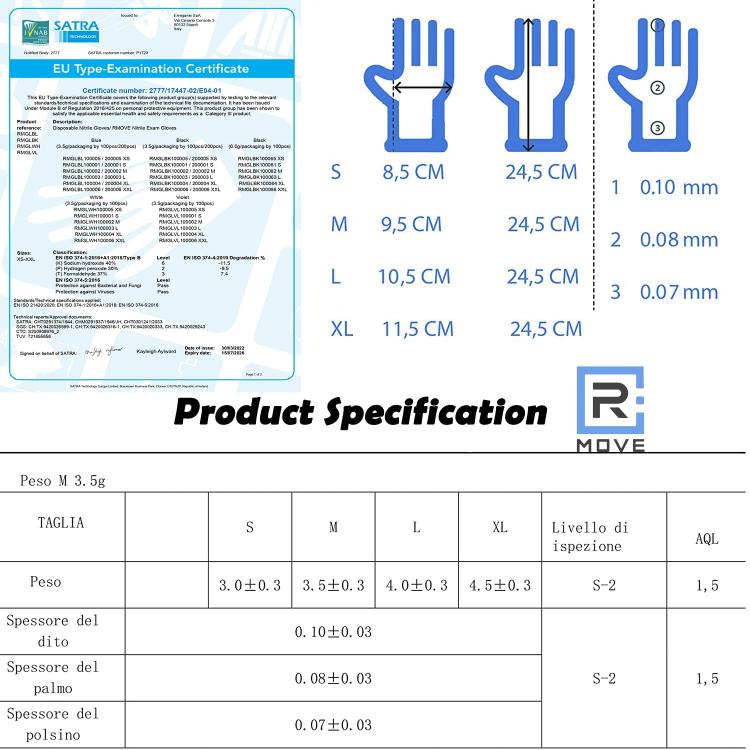 100 Guanti Monouso In Nitrile Blu Senza Polvere/Lattice Uso Medico E Alimenti L