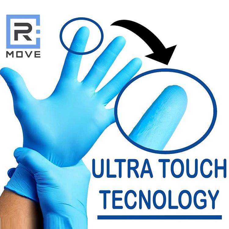 100 Guanti Monouso In Nitrile Blu Senza Polvere/Lattice Uso Medico E Alimenti L