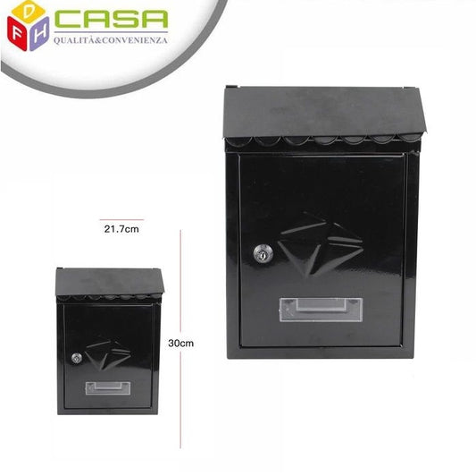 CASSETTA POSTALE PER POSTA PARETE BUCA LETTERE CON COPERTURA TARGHETTA | NERA
