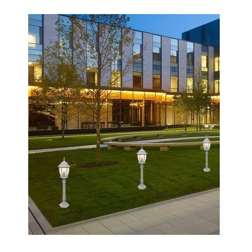 Lampione Da Giardino Terra 87Cm Lanterna Vetro E27 Luce Esterno Alluminio Grigio