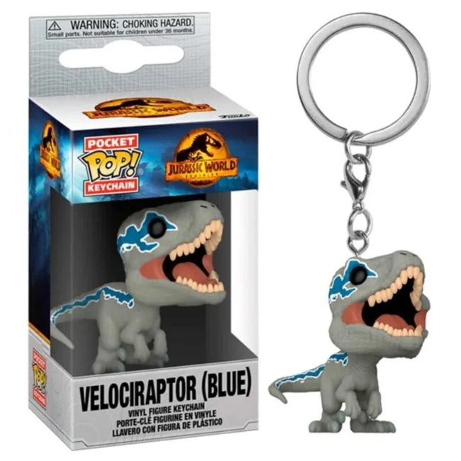 Funko Pop ! Keychain Pocket Jurassic World - (Velociraptor Blue) Portachiavi 4Cm