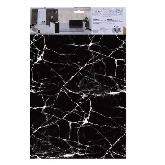 ADESIVO CARTA DA PARATO 3D EFFETTO MARMO NERO PANNELLO SPUGNA 30X60CM |TX-9981