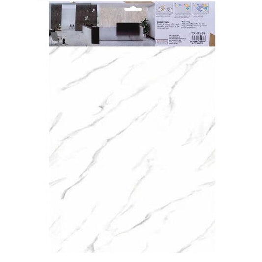 ADESIVO CARTA DA PARATO 3D EFFETTO MARMO BIANCO PANNELLO SPUGNA 30X60CM |TX-9985