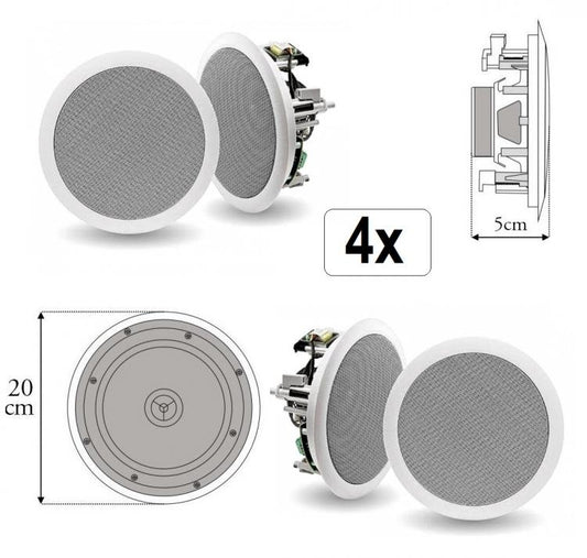 Kit 4 Pz Casse Da Incasso Audio Per Soffitto Filodiffusione Speaker Altoparlante