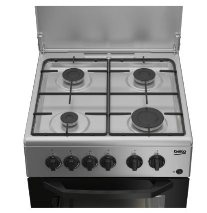 BEKO CUCINA A GAS 4 BRUCIATORI FORNO ELETTRICO 54LT 50x50 SILVER CSS42014FS
