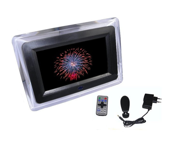 CORNICE DIGITALE 7 USB FOTO VIDEO MONITOR MP3 JPG SD AVI TELECOMANDO BIANCA NERA