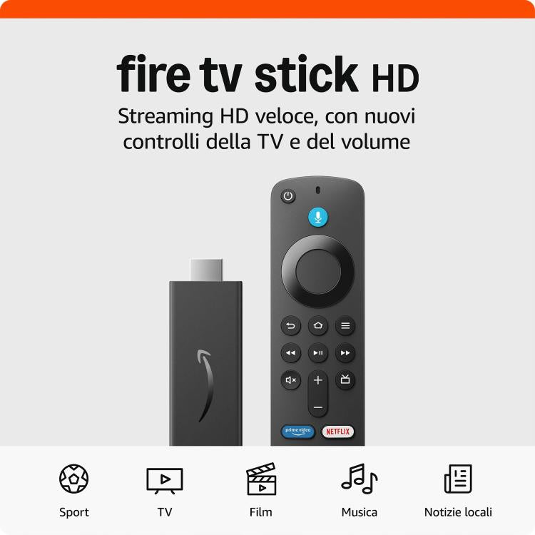 AMAZON FIRE TV STICK FULL HD CON TELECOMANDO VOCALE ALEXA (COMANDI PER LA TV)