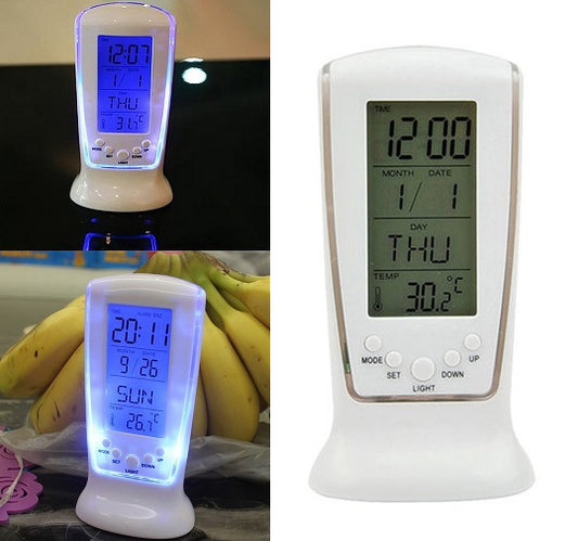 Sveglia Digitale Orologio Temperatura Data Allarme Da Casa Illuminata Led Camera