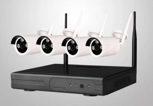 Kit Videosorveglianza Nvr Dvr 4 Telecamere Wifi Wireless Senza Fili Da Cellulare