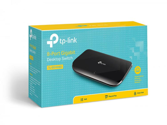 Tp-Link Switch Gigabit 8 Porte Hub Rete Lan 10/100/1000Mbps Tl-Sg1008D Ethernet