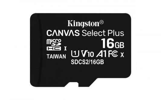 Kingston Micro Sd 16Gb + Adattatore Canvas Plus Sdcs2 32Gb Classe 10 100Mb/S