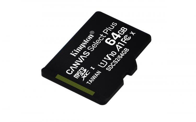 Kingston Micro Sd 64B + Adattatore Canvas Plus Sdcs2 32Gb Classe 10 100Mb/S